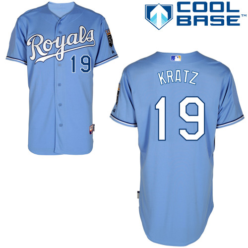 Erik Kratz #19 MLB Jersey-Kansas City Royals Men's Authentic Alternate 1 Blue Cool Base Baseball Jersey